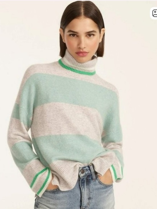 J. Crew Sweaters - J.Crew NWT Mint Striped Turtleneck
Sweater XS